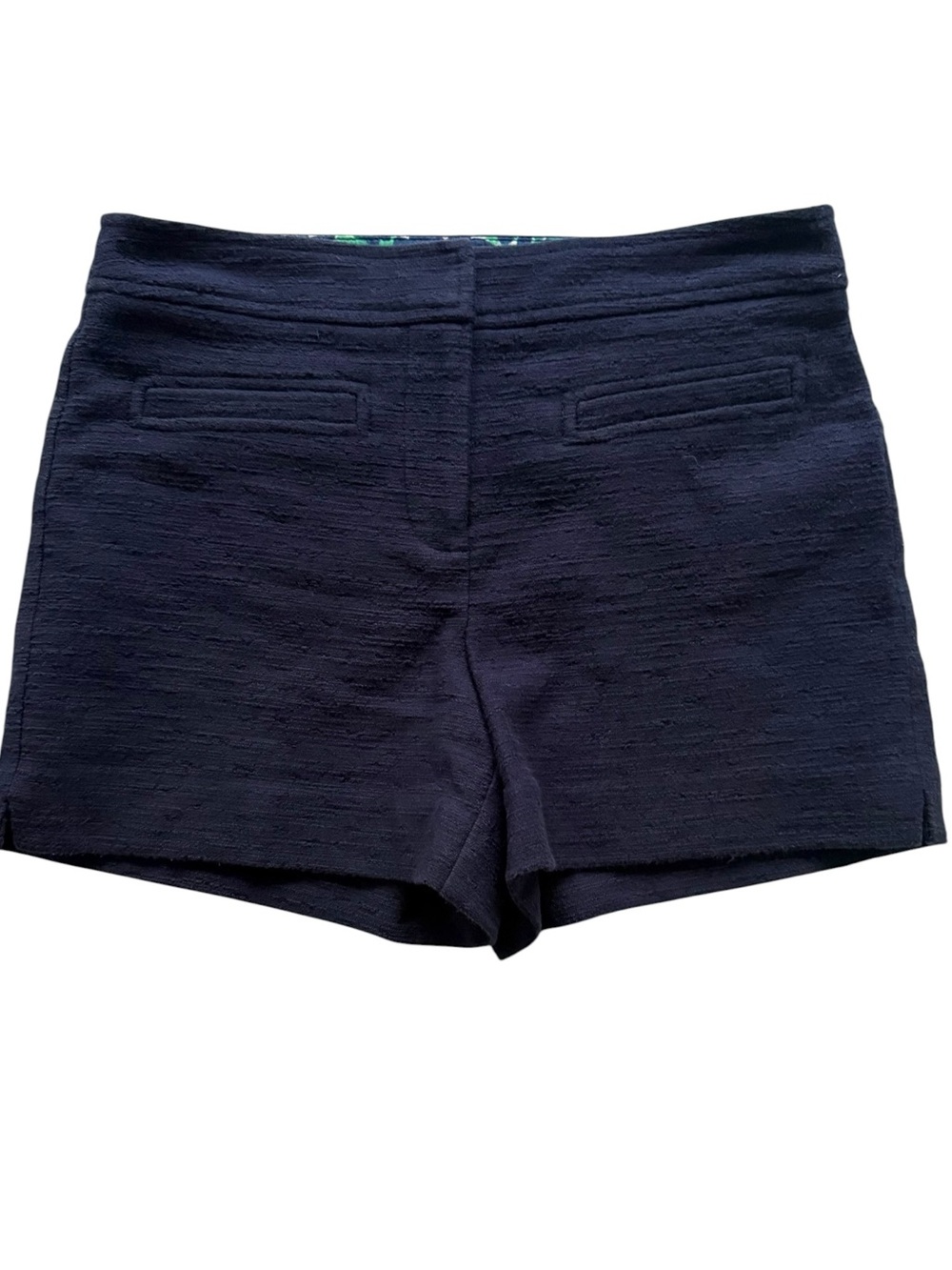 Trina Turk Desert Palm  4” Navy Blue Textured Shorts - Size 2 Peppy Tailored